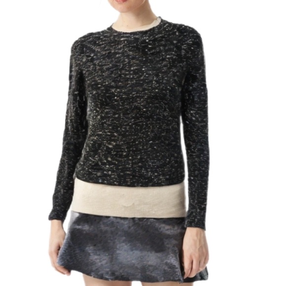 Wilfred Cropped Charcoal and Cream Knit Sweater Size XS - Picture 2 of 6